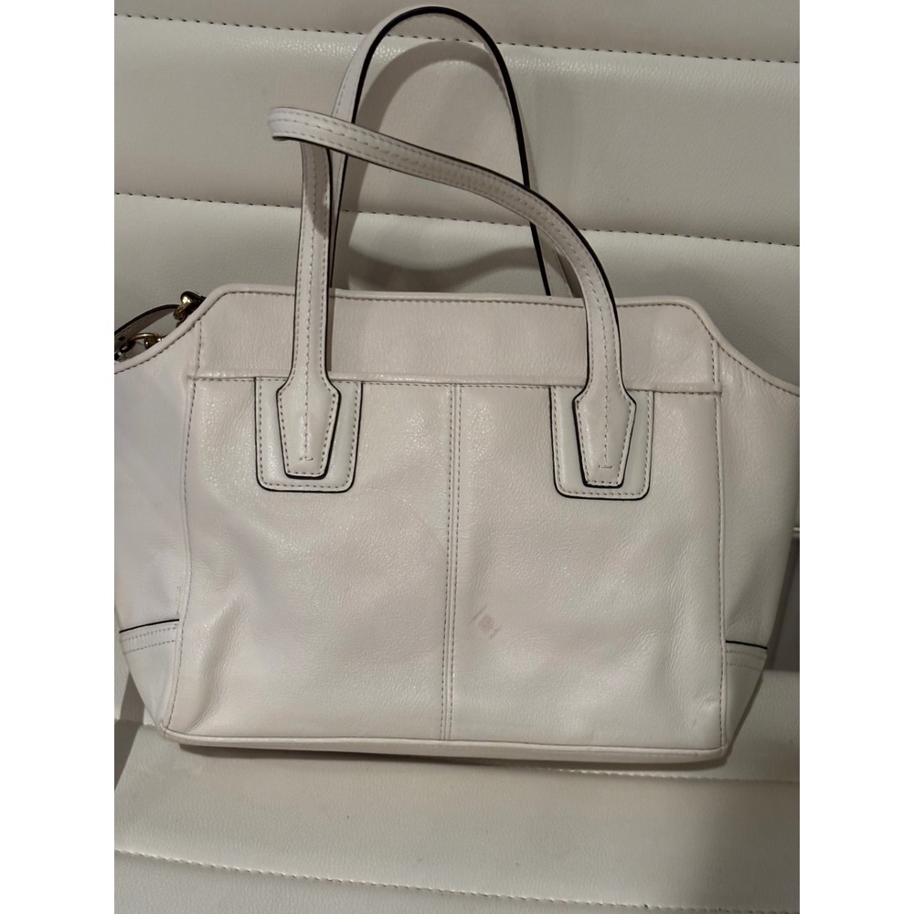 Coach White Pebbled Leather Tote Bag Gold Hardware Crossbody Bag‎ vintage - Picture 3 of 7
